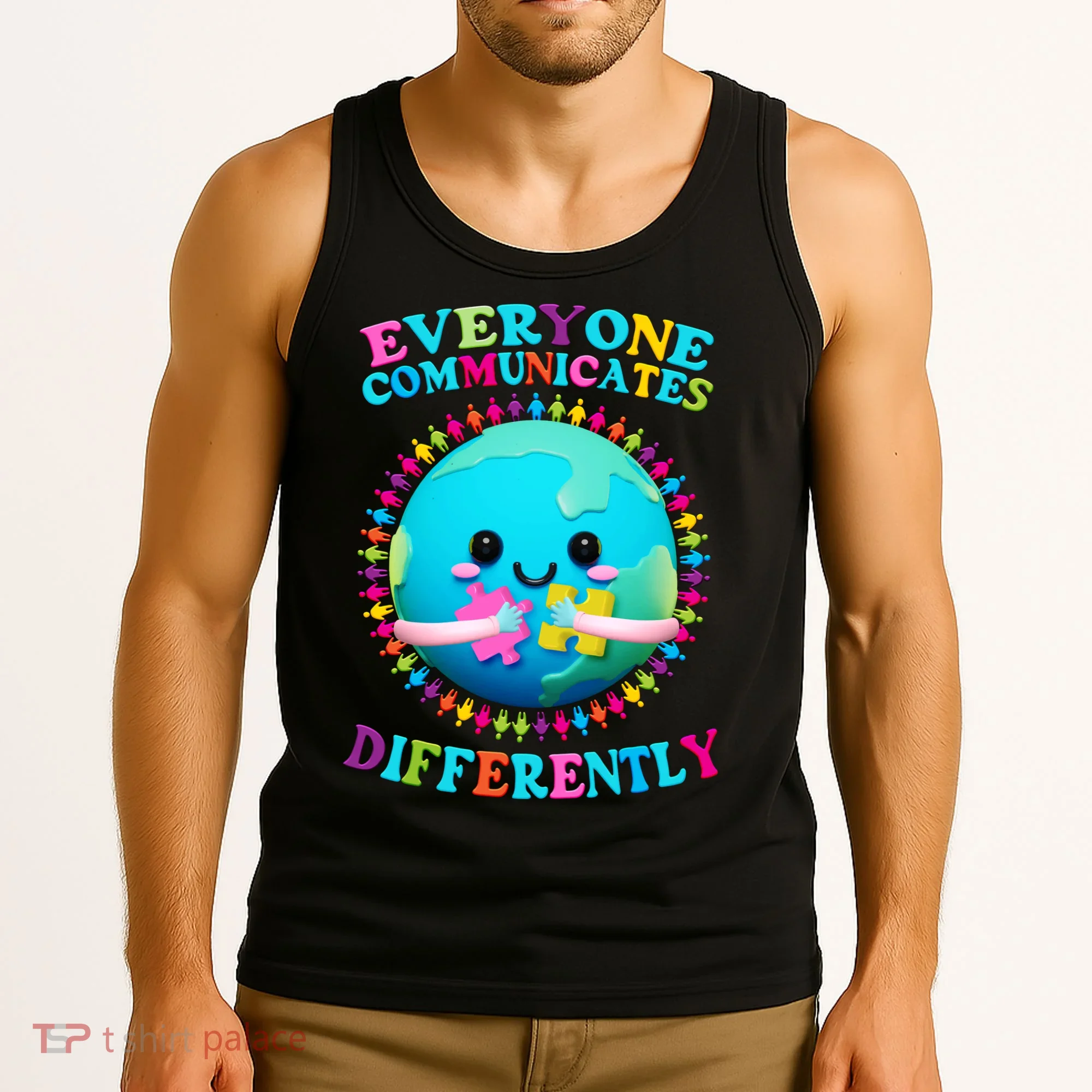 Everyone Communicated Differently Autism Awareness Acceptance Tank Top