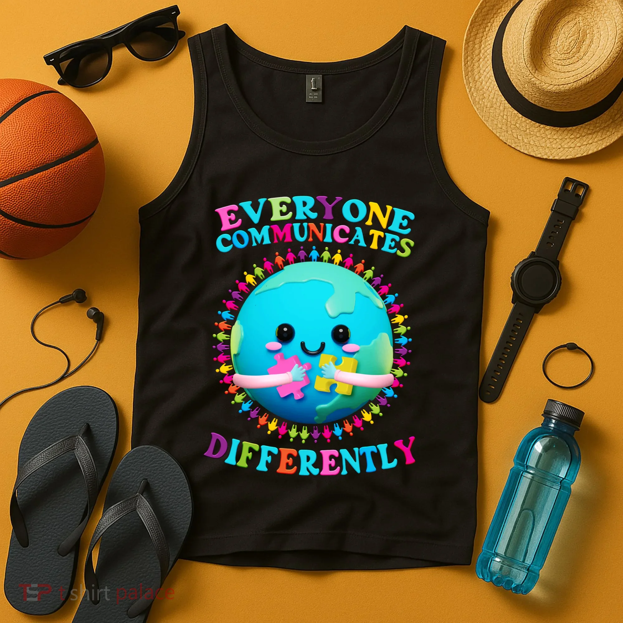 Everyone Communicated Differently Autism Awareness Acceptance Tank Top
