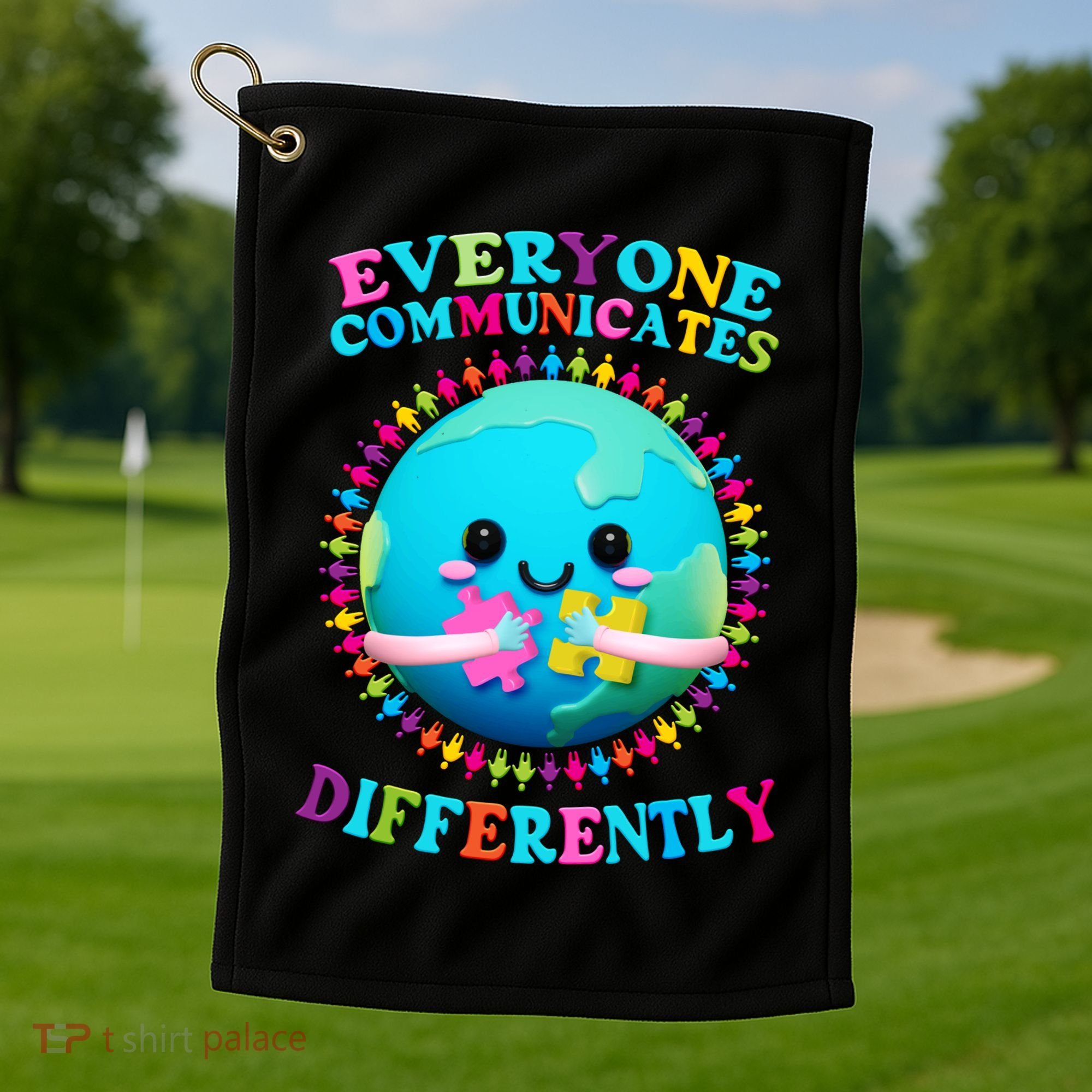 Everyone Communicated Differently Autism Awareness Acceptance Golf Towel