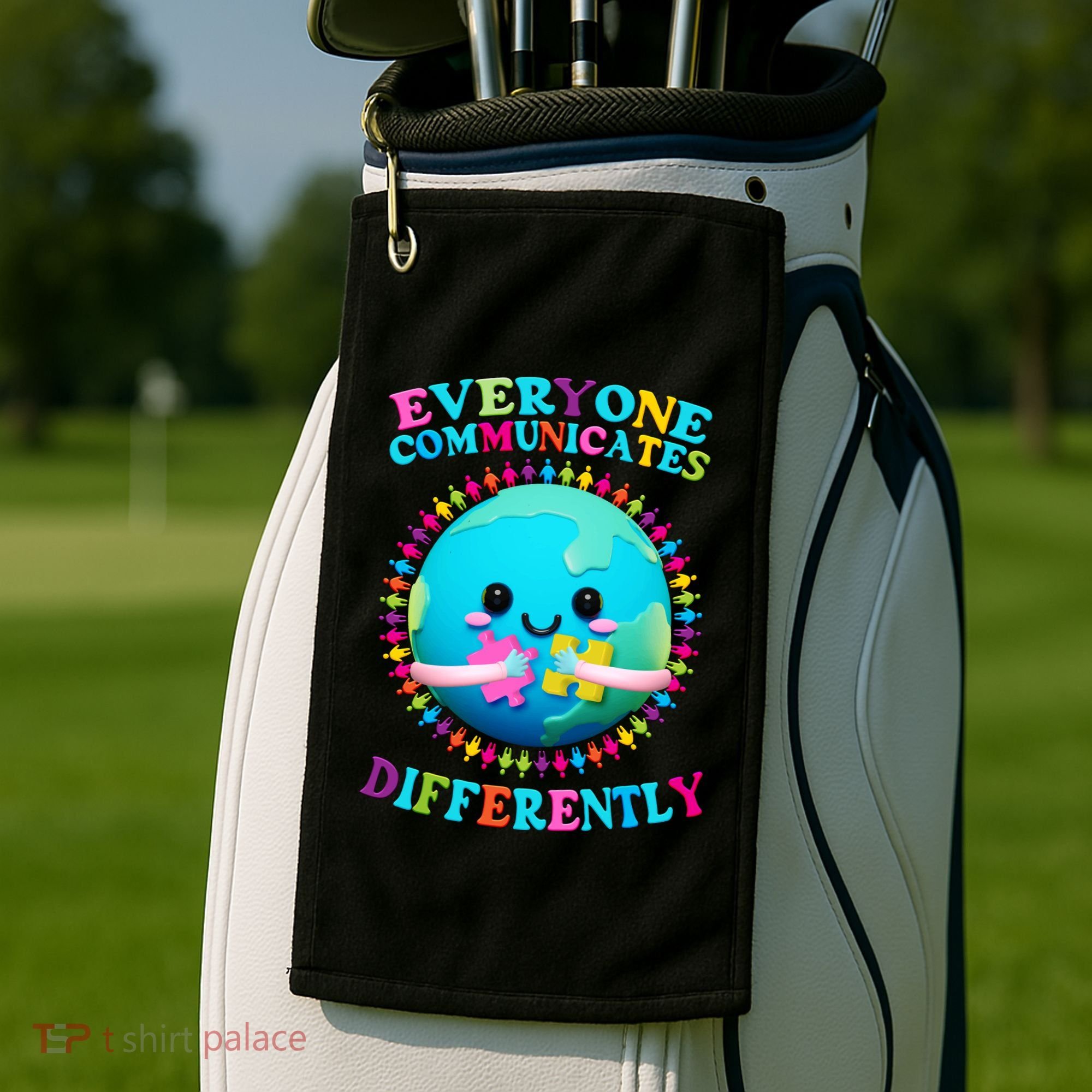 Everyone Communicated Differently Autism Awareness Acceptance Golf Towel