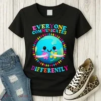 Everyone Communicated Differently Autism Awareness Acceptance Women's T-Shirt thumb 3