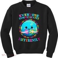 Everyone Communicated Differently Autism Awareness Acceptance Kids Sweatshirt thumb 0