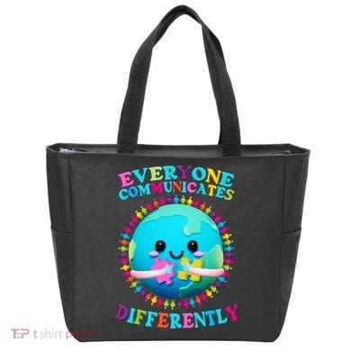 Everyone Communicated Differently Autism Awareness Acceptance Tote Bag