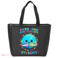Everyone Communicated Differently Autism Awareness Acceptance Tote Bag thumb 0