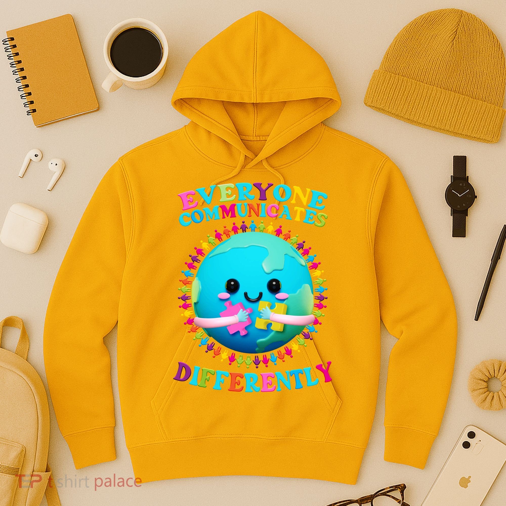 Everyone Communicated Differently Autism Awareness Acceptance Hoodie