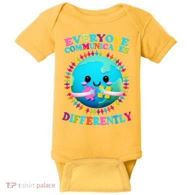 Everyone Communicated Differently Autism Awareness Acceptance Baby Bodysuit