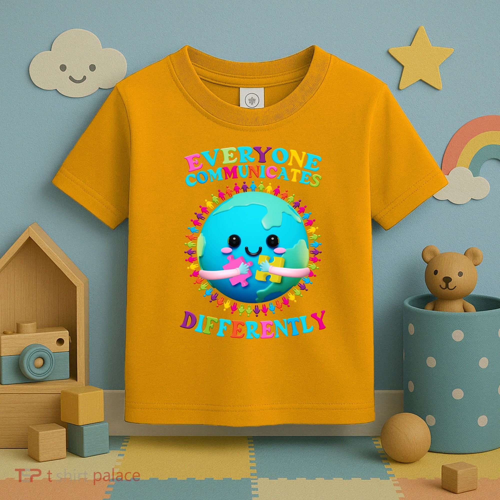 Everyone Communicated Differently Autism Awareness Acceptance Toddler T-Shirt