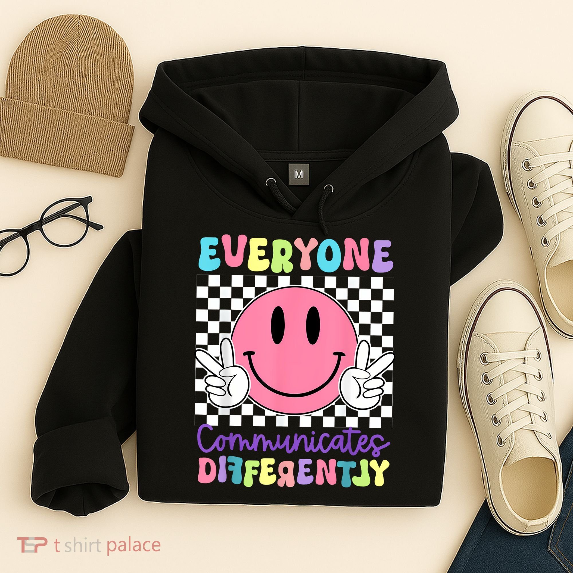 Everyone Communicates Differently Autism Awareness Teacher Hoodie