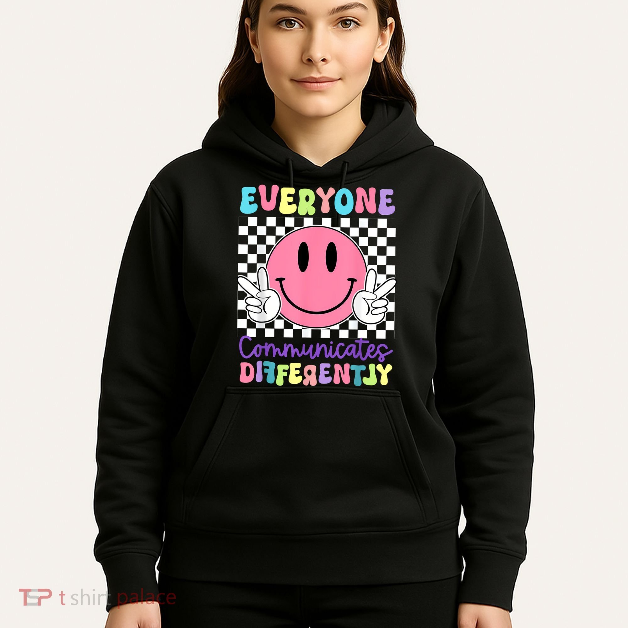 Everyone Communicates Differently Autism Awareness Teacher Hoodie