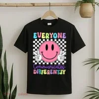 Everyone Communicates Differently Autism Awareness Teacher T-Shirt thumb 2