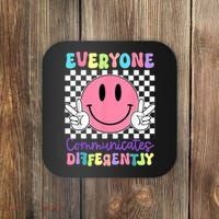 Everyone Communicates Differently Autism Awareness Teacher Coaster thumb 0