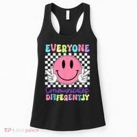 Everyone Communicates Differently Autism Awareness Teacher Women's Tank Top thumb 0