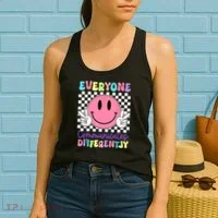 Everyone Communicates Differently Autism Awareness Teacher Women's Tank Top thumb 2