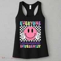 Everyone Communicates Differently Autism Awareness Teacher Women's Tank Top thumb 3