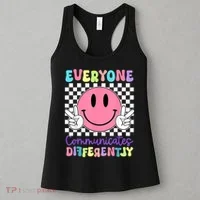 Everyone Communicates Differently Autism Awareness Teacher Women's Tank Top thumb 3