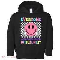 Everyone Communicates Differently Autism Awareness Teacher Toddler Hoodie thumb 0