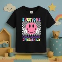 Everyone Communicates Differently Autism Awareness Teacher Toddler T-Shirt thumb 3