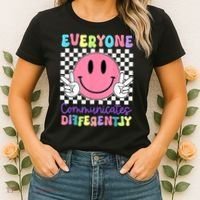 Everyone Communicates Differently Autism Awareness Teacher Women's T-Shirt thumb 2
