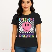 Everyone Communicates Differently Autism Awareness Teacher Women's T-Shirt thumb 4