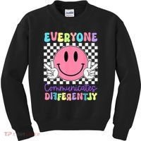 Everyone Communicates Differently Autism Awareness Teacher Kids Sweatshirt thumb 0