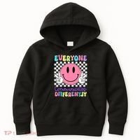 Everyone Communicates Differently Autism Awareness Teacher Kids Hoodie thumb 0