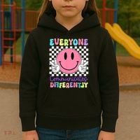 Everyone Communicates Differently Autism Awareness Teacher Kids Hoodie thumb 3