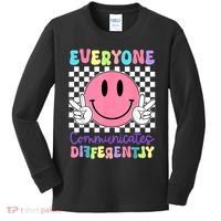 Everyone Communicates Differently Autism Awareness Teacher Kids Long Sleeve Shirt thumb 0