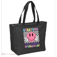 Everyone Communicates Differently Autism Awareness Teacher Tote Bag thumb 2