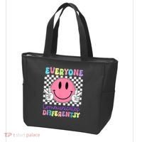 Everyone Communicates Differently Autism Awareness Teacher Tote Bag thumb 3