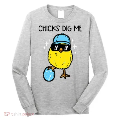 Easter Chicks Dig Me Cute Boy Teens Long Sleeve Shirt