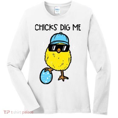 Easter Chicks Dig Me Cute Boy Teens Women's Long Sleeve Shirt