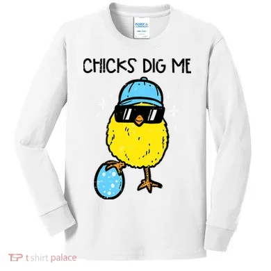 Easter Chicks Dig Me Cute Boy Teens Kids Long Sleeve Shirt