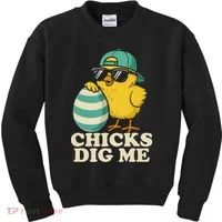 Easter Chicks Dig Me Cute Egg Hunt Gift Kids Sweatshirt thumb 0