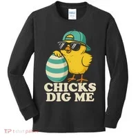 Easter Chicks Dig Me Cute Egg Hunt Gift Kids Long Sleeve Shirt thumb 0