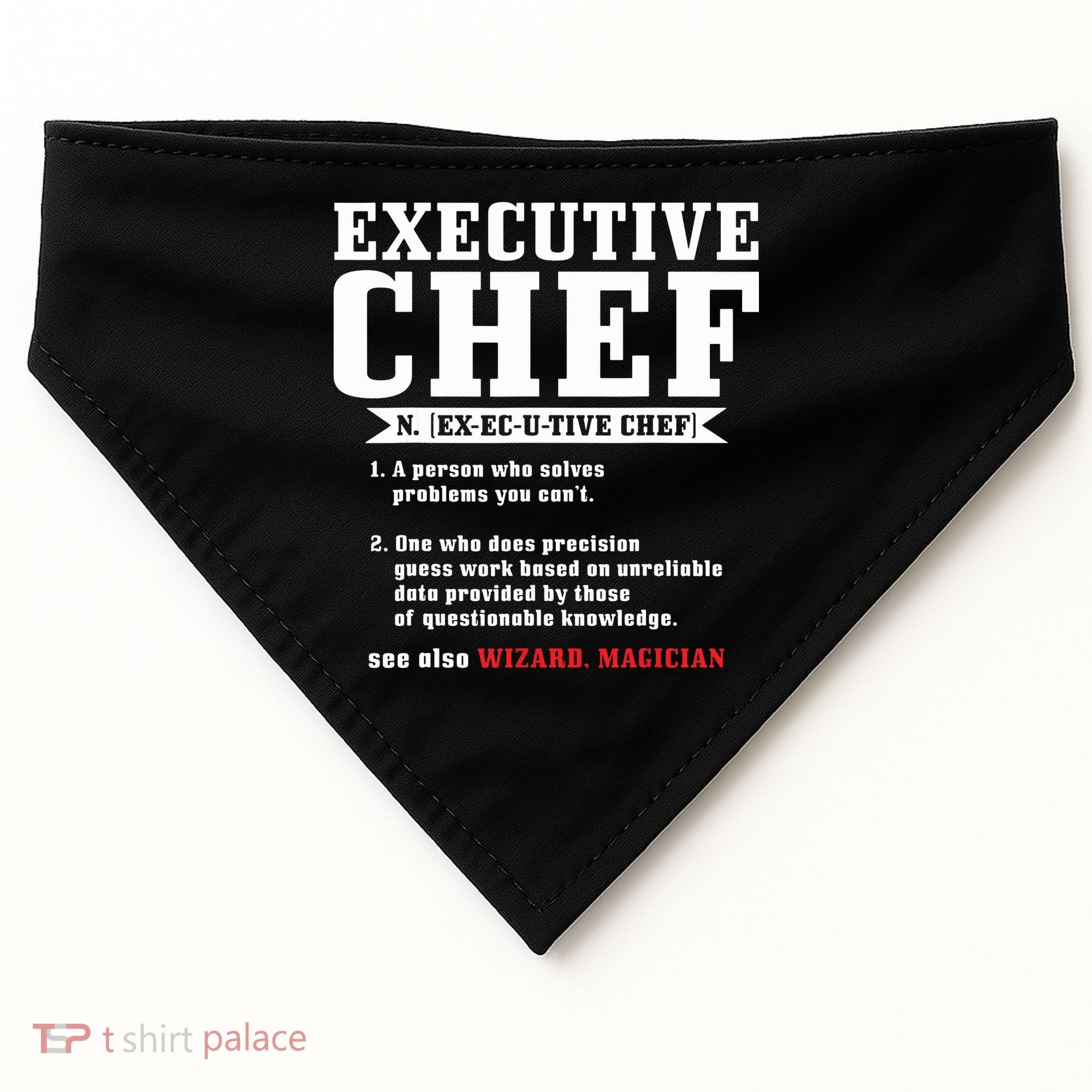Executive Chef Definition Funny Chef Cook Cooking USA-Made Doggie Bandana