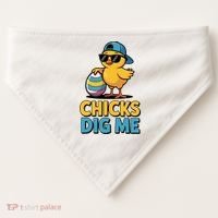 Easter Chicks Dig Me Cute Egg Hunt USA-Made Doggie Bandana thumb 0