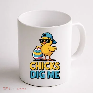 Easter Chicks Dig Me Cute Egg Hunt Coffee Mug back