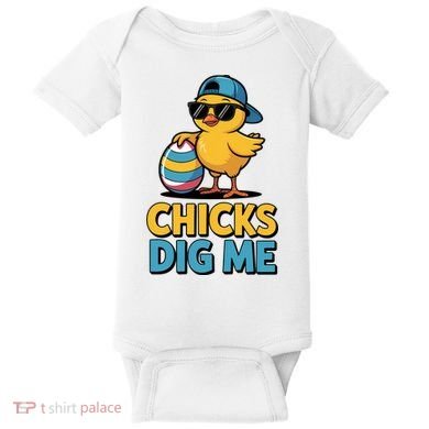 Easter Chicks Dig Me Cute Egg Hunt Baby Bodysuit