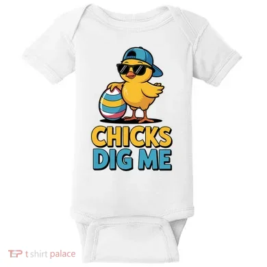 Easter Chicks Dig Me Cute Egg Hunt Baby Bodysuit