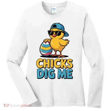 Easter Chicks Dig Me Cute Egg Hunt Women's Long Sleeve Shirt