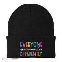 Everyone Communicate Differently Autism Special Ed Teacher Beanie thumb 0