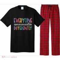 Everyone Communicate Differently Autism Special Ed Teacher Pajama Set thumb 0