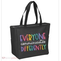 Everyone Communicate Differently Autism Special Ed Teacher Tote Bag thumb 2