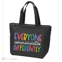 Everyone Communicate Differently Autism Special Ed Teacher Tote Bag thumb 3