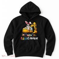 Eggs Cavator Easter Bunny Excavator Easter Hoodie thumb 0