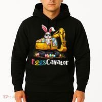 Eggs Cavator Easter Bunny Excavator Easter Hoodie thumb 2