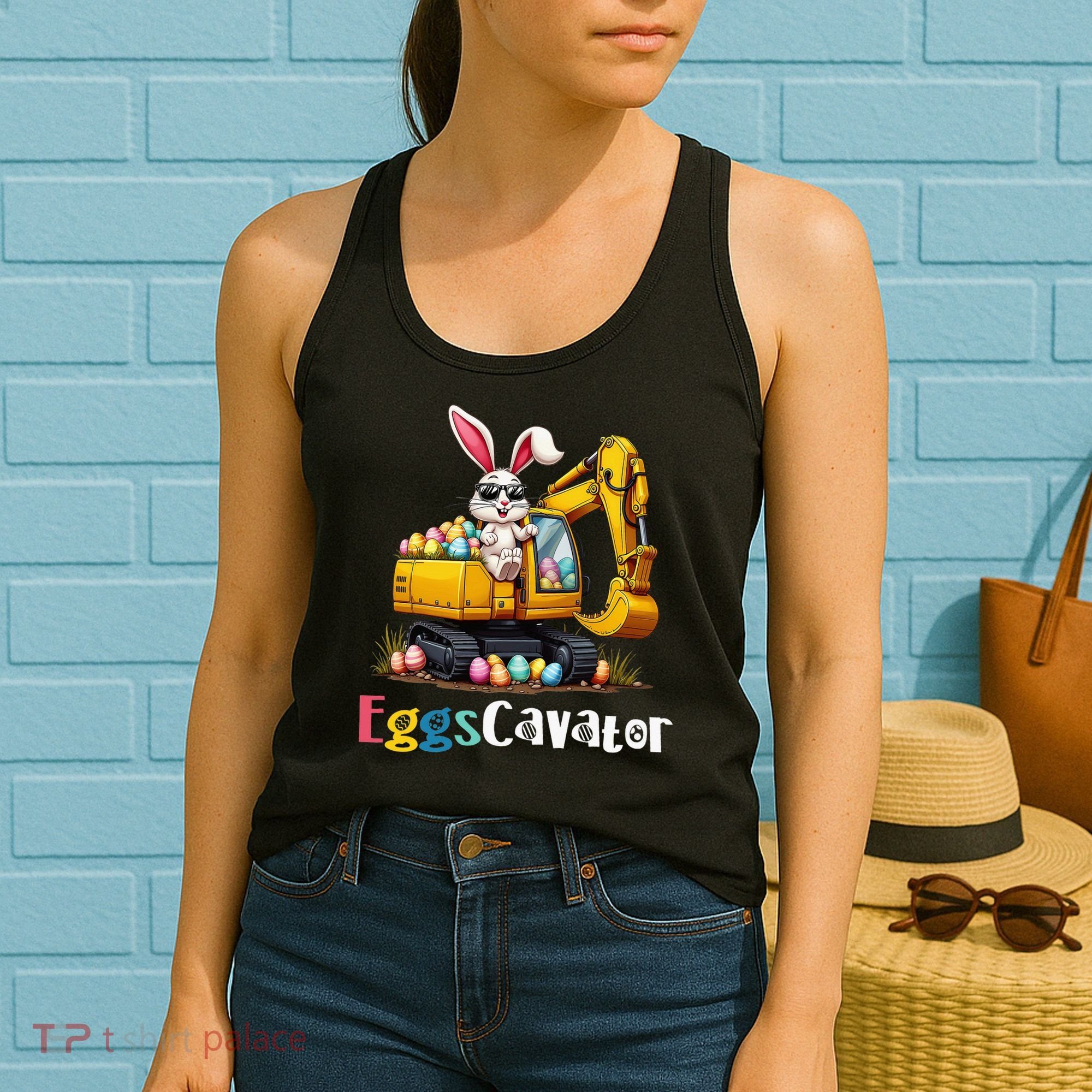 Eggs Cavator Easter Bunny Excavator Easter Women's Tank Top