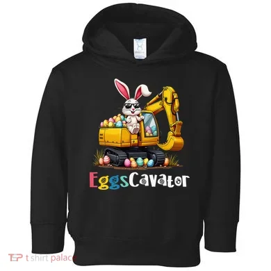 Eggs Cavator Easter Bunny Excavator Easter Toddler Hoodie