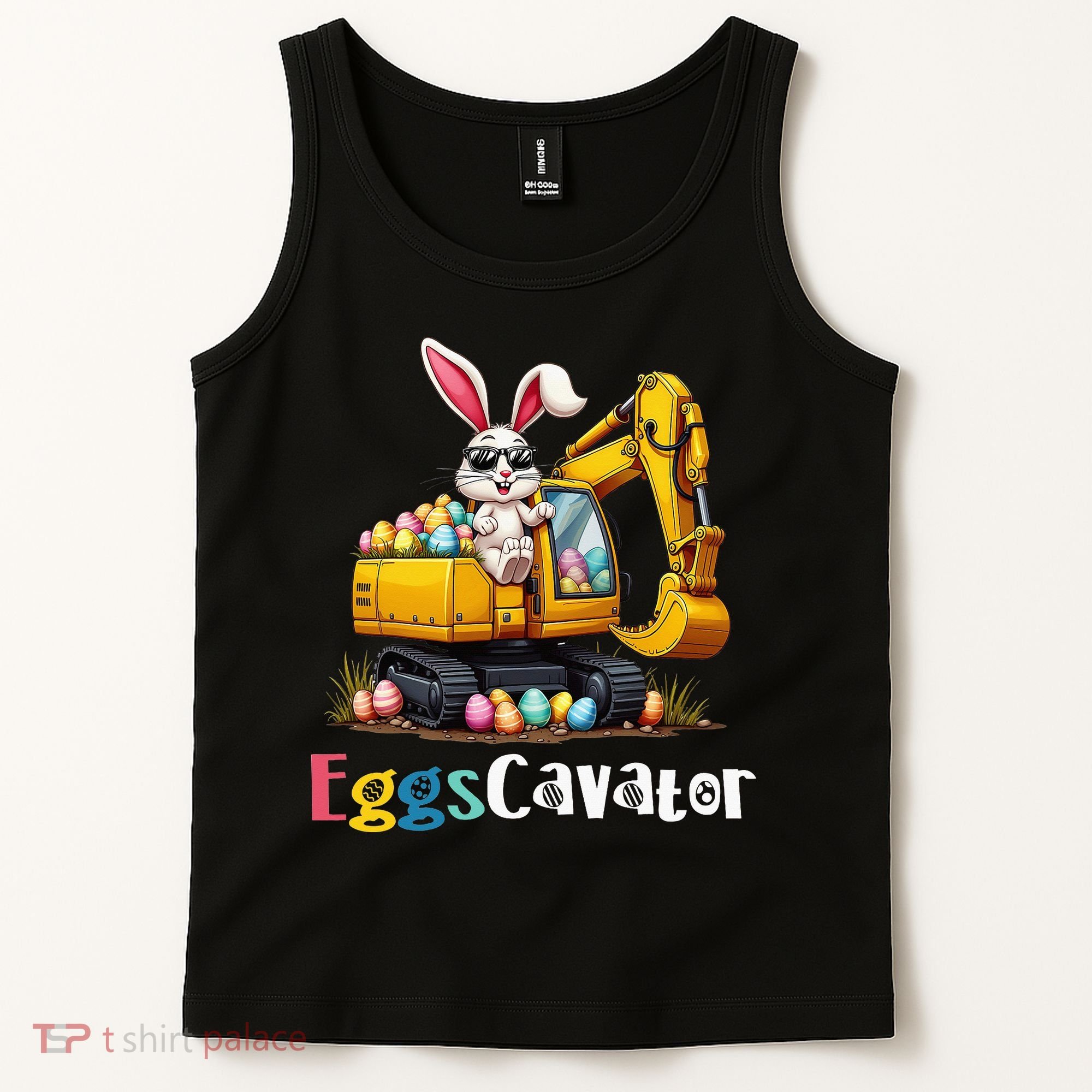 Eggs Cavator Easter Bunny Excavator Easter Tank Top