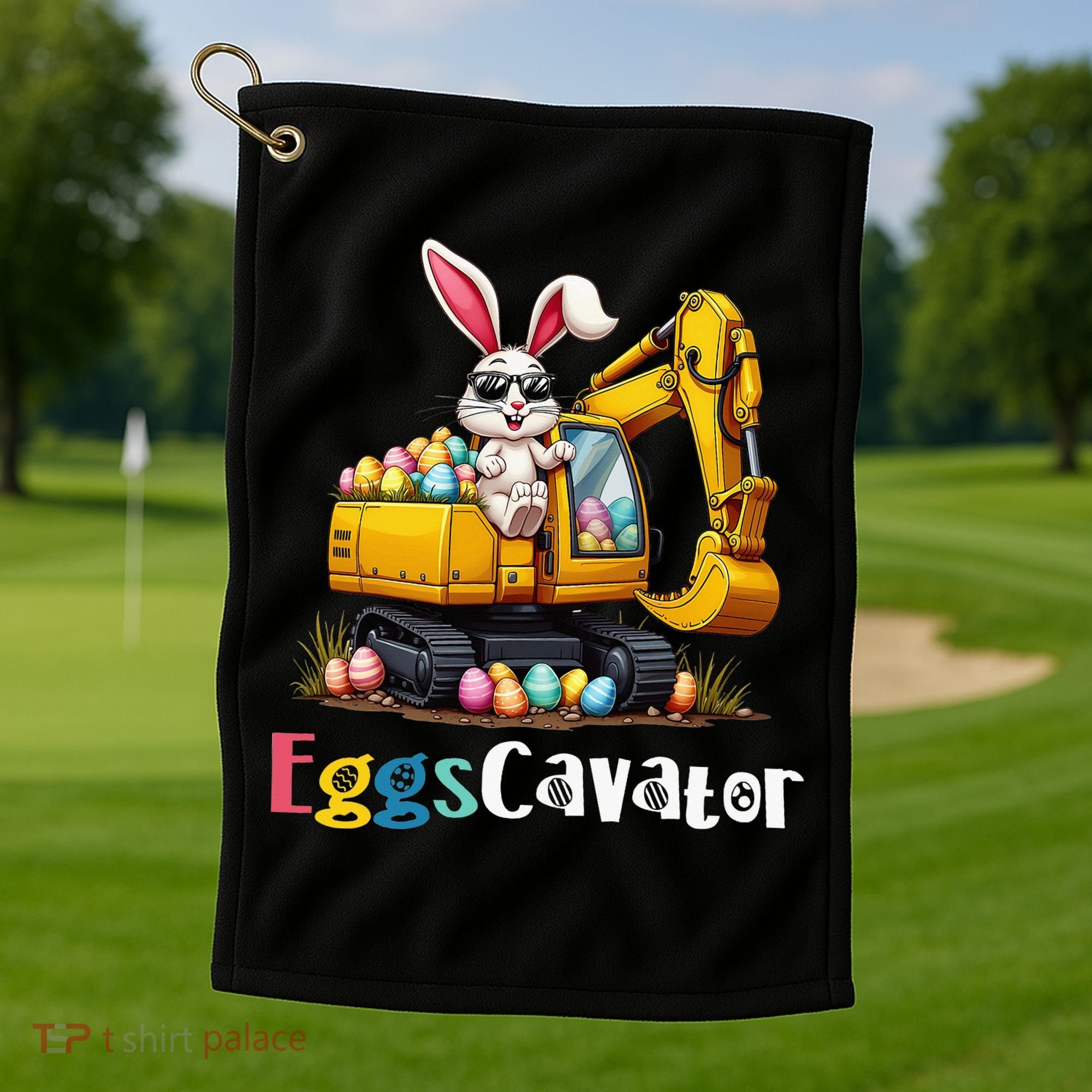 Eggs Cavator Easter Bunny Excavator Easter Golf Towel